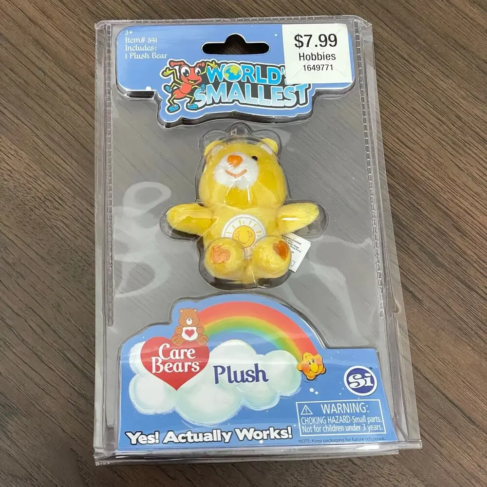World's Smallest Care Bear Funshine Plush Series 1 New in Package Yellow Toy